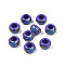 Flower Printed Opaque Acrylic Rondelle Beads, Large Hole Beads, Slate Blue, 15x9mm, Hole: 7mm