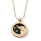 Alloy Rhinestone Pendant Necklaces, with Resin and Ball Chains, Flat Round with Constellation/Zodiac Sign, Golden, Black, Aries, 18.31 inch(46.5cm)