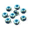 Flower Printed Opaque Acrylic Rondelle Beads, Large Hole Beads, Sky Blue, 15x9mm, Hole: 7mm