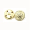 4-Hole Brass Buttons, for Sewing Crafting, Half Round with Flower, Golden, 23x14mm, Hole: 2x3mm