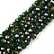 Electroplate Glass Beads Strands, AB Color Plated, Faceted, Rondelle, Dark Green, 4x3mm, Hole: 0.4mm, about 113~115pcs/strand, 16.14~16.34 inch(41~41.5cm)