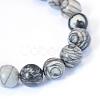 Natural Black Silk Stone/Netstone Round Bead Strands G-E334-6mm-05-2
