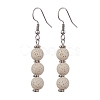 Dyed Nature Lava Rock Round Beaded Dangle Earrings for Women EJEW-JE05636-04-1