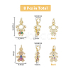 DICOSMETIC 8Pcs 2 Style Brass Micro Pave Cubic Zirconia Charms KK-DC0003-16-2