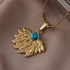 316 Surgical Stainless Steel with Synthetic Turquoise Sunflower Pendant Necklaces for Women EA3001-2