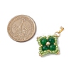 Dyed Natural Malaysia Jade & Glass Seed Beaded Woven Pendants PALLOY-MZ00365-01-2