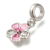 Rack Plating Alloy Pink Enamel European Dangle Charms PALLOY-A009-07P-2
