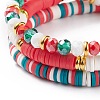 3Pcs 3 Style Polymer Clay Heishi Surfer Stretch Bracelets Set with Word Jolly Acrylic Beads BJEW-TA00129-6