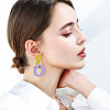 ANATTASOUL 6 Pairs 6 Colors Oval Acrylic Dangle Stud Earrings with Steel Iron Pins for Women EJEW-AN0004-12-4