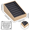 7-Slot Brushed PU Leather Covered Wood Finger Ring Display Trays RDIS-WH0006-25B-2