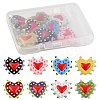 8Pcs 8 Colors Painted Glass Beads Bumpy Beads Heart LAMP-FS0001-50-2