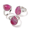 Natural Banded Agate Teardrop Adjustable Rings RJEW-K371-08S-11-1