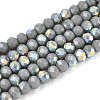 AB Color Plated Opaque Glass Rondelle Beads Strands EGLA-T029-4mm-09A-1