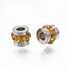 201 Stainless Steel Polymer Clay Rhinestone Inlaid Beads STAS-T041-03-2