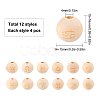 48 Pcs 12 Styles Unfinished Natural Wood European Beads WOOD-SC0001-31-2