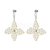 Glass Pearl Braided Star Stud Earrings EJEW-JE04982-01-1
