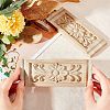 Natural Solid Wood Carved Onlay Applique Craft WOOD-FH0001-11-3