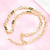 7MM Brass Pave Cubic Zirconia Figaro Chain Necklaces NJEW-D324-05G-03-1