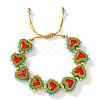 Handmade Heart Resin & Brass Bead Braided Bracelets JT1412-6-1