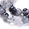 Natural Tourmalinated Quartz/Black Rutilated Quartz Beads Strands G-E558-04-8mm-3