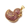 Rack Plating Brass Micro Pave Cubic Zirconia Pendants ZIRC-F142-01G-03-2