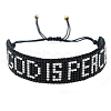 Word GOD IS PEACE Loom Pattern MIYUKI Seed Beads Bracelets for Women BJEW-C011-35-2