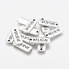 Tibetan Style Alloy Rectangle with Word Believe Pendants TIBEP-Q043-066-RS-1