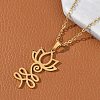 304 Stainless Steel Hollow Cut Yoga Om Lotus Flower Pendant Necklaces NJEW-Z073-02G-02-3