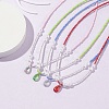 Glass Teardrop Pendant Necklace with Seed Beaded Chains NJEW-JN04333-2