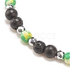 Natural & Synthetic Mixed Gemstone Beaded Stretch Bracelet with Clear Cubic Zirconia Cross for Women BJEW-JB08247-02-6
