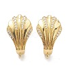 Shell Shape Brass Micro Pave Clear Cubic Zirconia Hoop Earring Findings with Latch Back Closure EJEW-A058-24G-2
