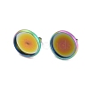Flat Round 304 Stainless Steel Stud Earring Settings Ion Plating(IP) STAS-I323-12mm-RC-1
