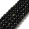 Natural Golden Sheen Obsidian Beads Strands G-P476-01C-04-1