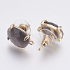 Faceted Glass Stud Earring Findings GLAA-F084-A05-2