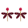 Alloy & Raffia Dangle Stud Earrings FS-WGCB008-03-1