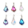 AB Color Plated Electroplate Glass Pendants PALLOY-JF05303-01-1