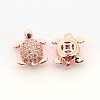 Brass Micro Pave Cubic Zirconia Tortoise Beads ZIRC-L007-42RG-1
