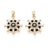 Brass Micro Pave Clear Cubic Zirconia and Enamel Pendants KK-T075-91A-G-1