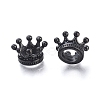 Crown 304 Stainless Steel with Cubic Zirconia European Beads STAS-F243-34B-2