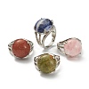 Adjustable Natural & Synthetic Gemstone Finger Rings RJEW-F075-01-3