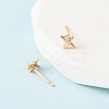 Brass Micro Pave Clear Cubic Zirconia Star Stud Earrings EJEW-L278-02G-3
