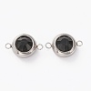 Stainless Steel Color Plated 304 Stainless Steel Pave Cubic Zirconia Links Connectors STAS-I169-02P-04-1
