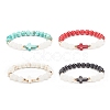 Natural White Jade & Gemstone & Synthetic Turquoise(Dyed) Stretch Bracelet with Cross BJEW-JB08295-1