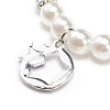 ABS Plastic Imitation Pearl  & Rhinestone Beaded Stretch Bracelet with Alloy Charm for Women BJEW-JB08526-6