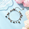 304 Stainless Steel Natural Tiger Eye Chips Charm Bracelets BJEW-JB12376-01-1