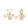 Brass Micro Pave Clear Cubic Zirconia European Dangle Charms KK-N287-33B-G-1