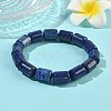Column Dyed Natural Lapis Lazuli Beads Stretch Bracelets for Women Men BJEW-A148-01A-15-2