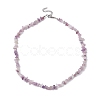 Natural Lepidolite/Purple Mica Stone Chip Beaded Necklace NJEW-JN04615-04-4