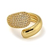 Teardrop Brass Micro Pave Cubic Zirconia Open Cuff Rings for Women RJEW-Z050-13G-2