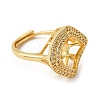 Rhombus Brass Micro Pave Clear Cubic Zirconia Adjustable Ring Settings KK-D378-34G-3